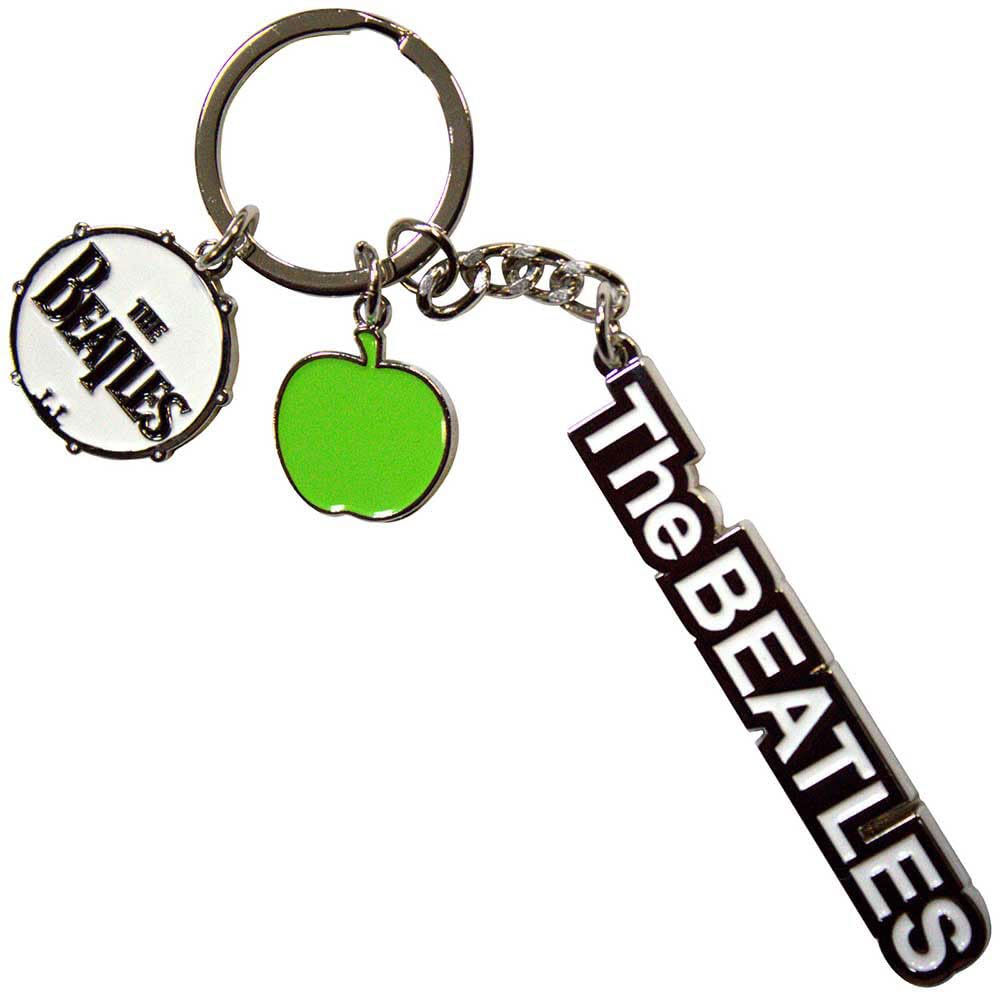 Rock Off officially licensed products The Beatles Text Logo Drop T Drum & Apple Charms Keychain