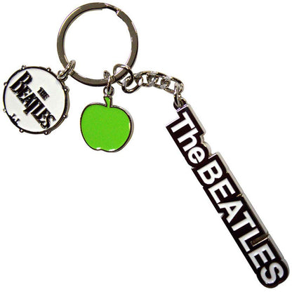Rock Off officially licensed products The Beatles Text Logo Drop T Drum & Apple Charms Keychain