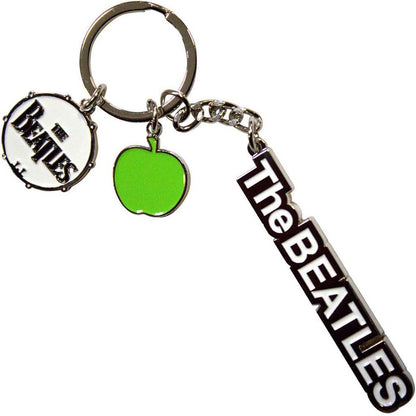 Rock Off officially licensed products The Beatles Text Logo Drop T Drum & Apple Charms Keychain
