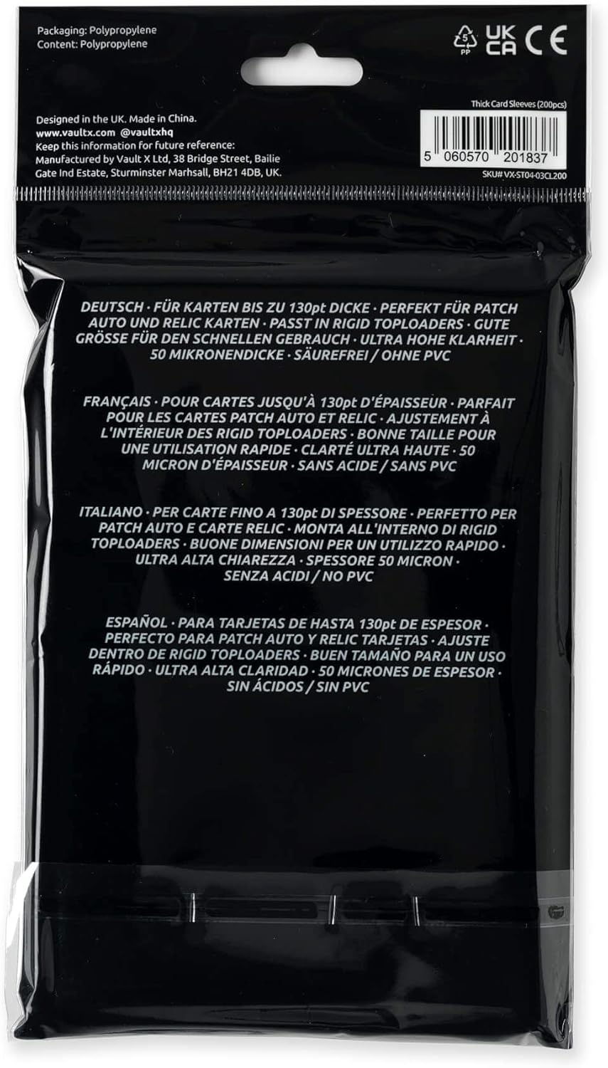 Vault X Penny Sleeves for Thicker Cards up to 130pt, Trading Cards, Soft, High Clarity, Inner Sleeves, Collectible Card Games, Sports, TCG (200 Pack