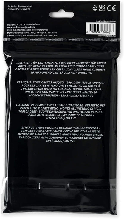 Vault X Penny Sleeves for Thicker Cards up to 130pt, Trading Cards, Soft, High Clarity, Inner Sleeves, Collectible Card Games, Sports, TCG (200 Pack
