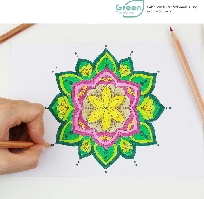 Tombow Ki-Monogatari Eco coloured pencil, practical metal box, PEFC certified, wax-based, set of 12