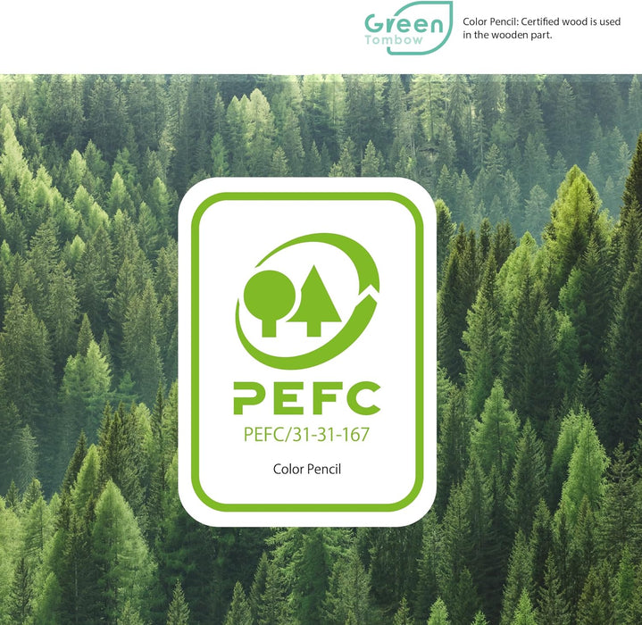 Tombow Ki-Monogatari Eco coloured pencil, practical metal box, PEFC certified, wax-based, set of 12