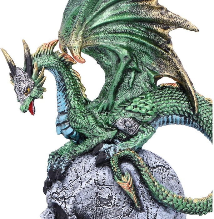 Nemesis Now Resin Dragon Statue - Hand-Painted Dragon Figure Perched on a Metallic Skull and Book - Gifts & Decor for Fantasy Lovers - Ignisars Rule