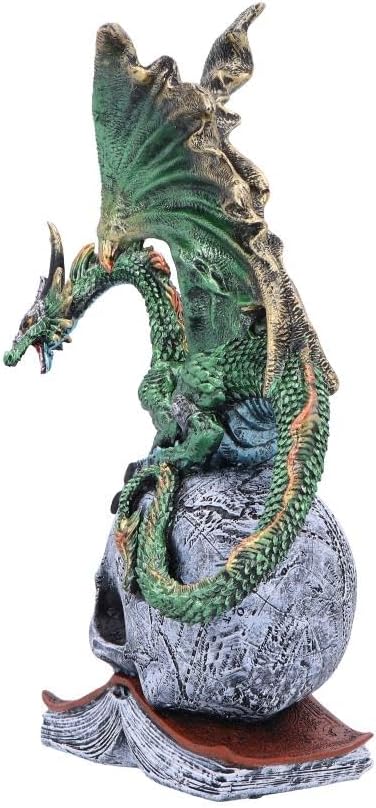 Nemesis Now Resin Dragon Statue - Hand-Painted Dragon Figure Perched on a Metallic Skull and Book - Gifts & Decor for Fantasy Lovers - Ignisars Rule