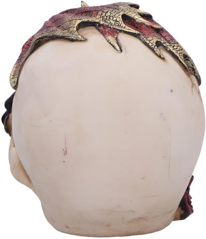 Nemesis Now Rose Flame Skull Figurine – Sleeping Red Dragon on Bone-Colored Skull with Rose and Cracked Finish, Resin Decor 14.5 cm