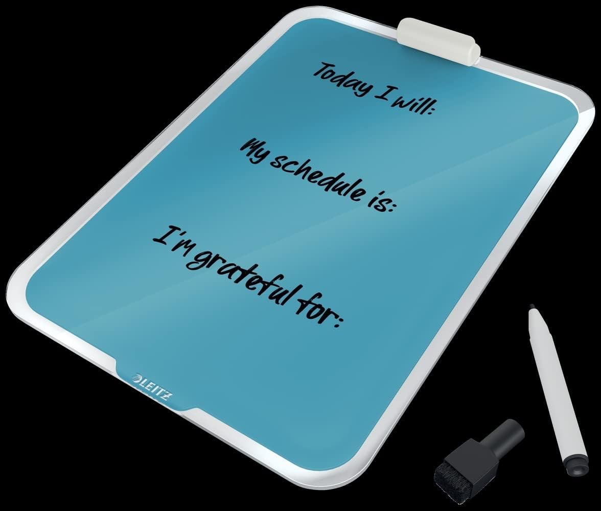 Leitz Glass Dry Wipe Personal Desktop Easel Whiteboard, Cosy Range, Calm Blue, 39470061