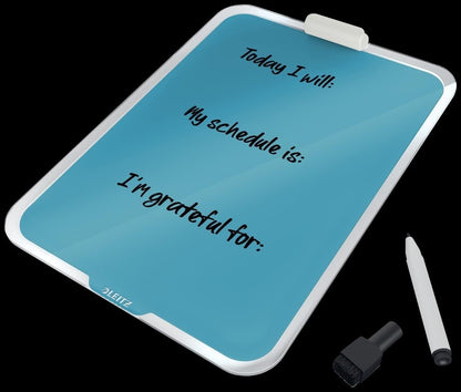 Leitz Glass Dry Wipe Personal Desktop Easel Whiteboard, Cosy Range, Calm Blue, 39470061