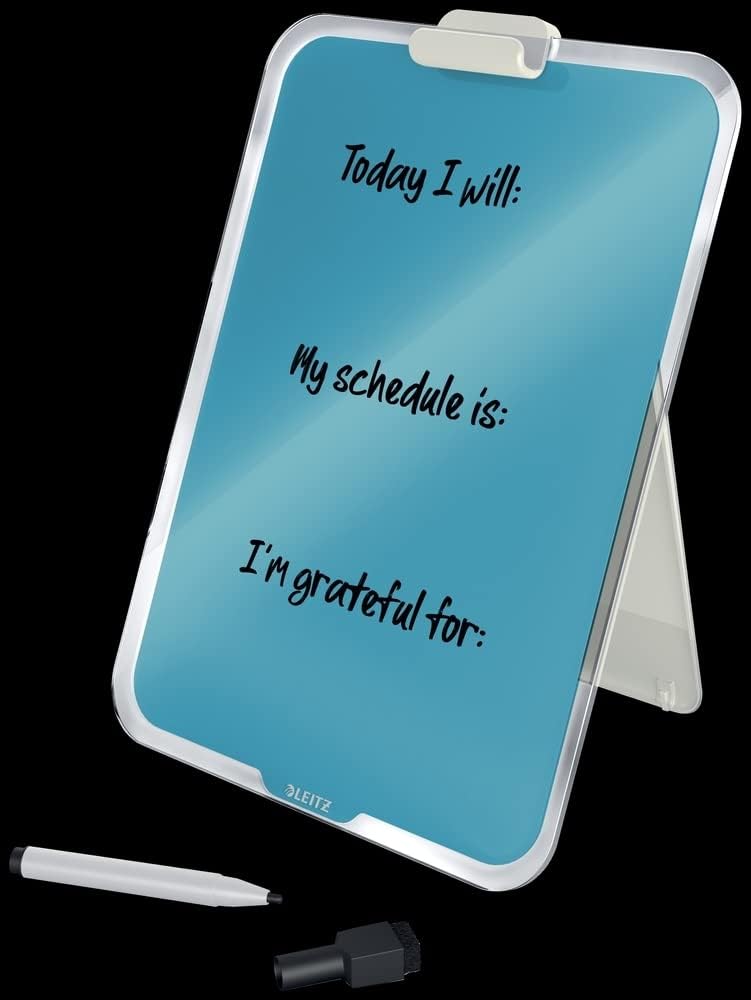 Leitz Glass Dry Wipe Personal Desktop Easel Whiteboard, Cosy Range, Calm Blue, 39470061