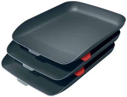 Leitz A4 Letter Tray, Set Of Three, Cosy Range, Velvet Grey, 53582089