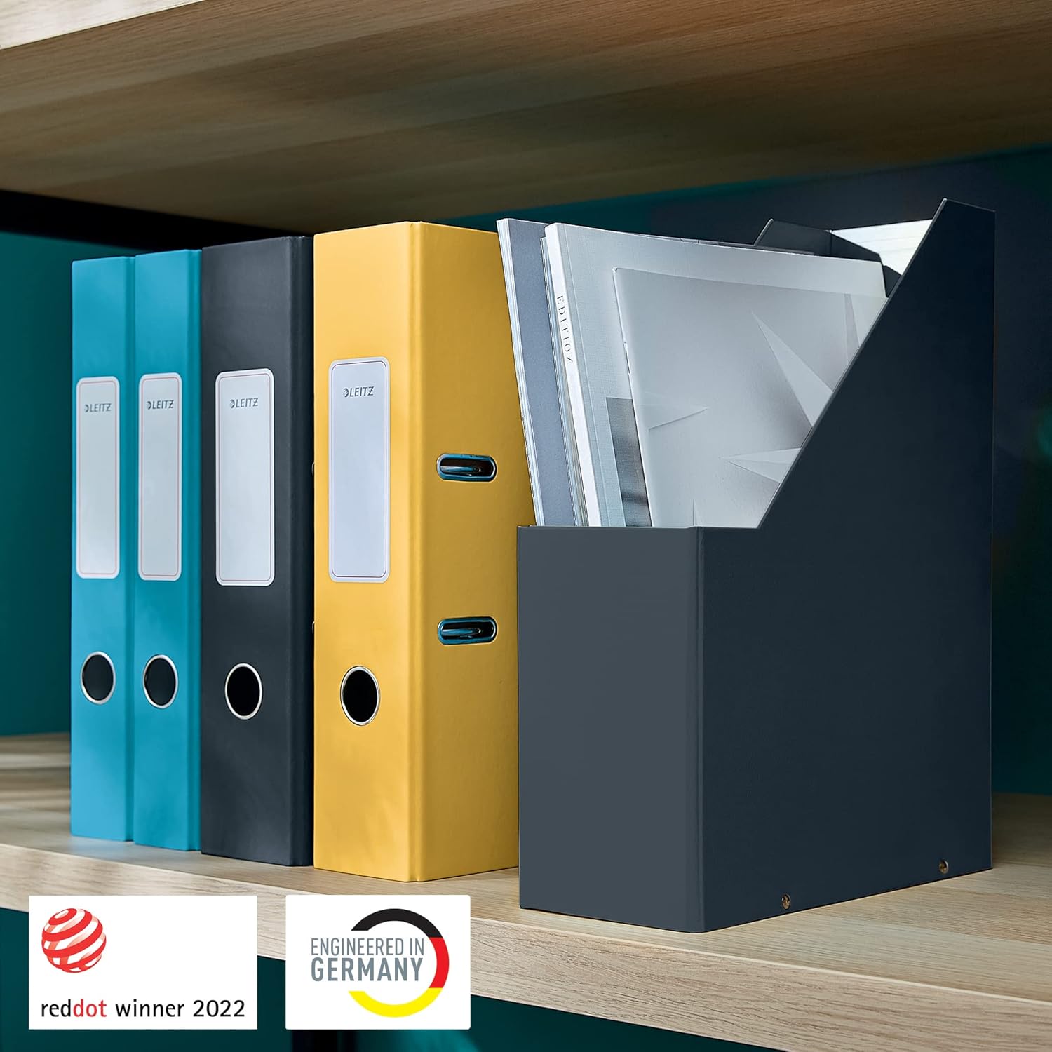 Leitz Click & Store Magazine File, Cardboard Desk Storage Solution for Home/Office, A4 Paper Holder, Storage Organiser for Files & Folders, Cosy Range, Velvet Grey, 53560019