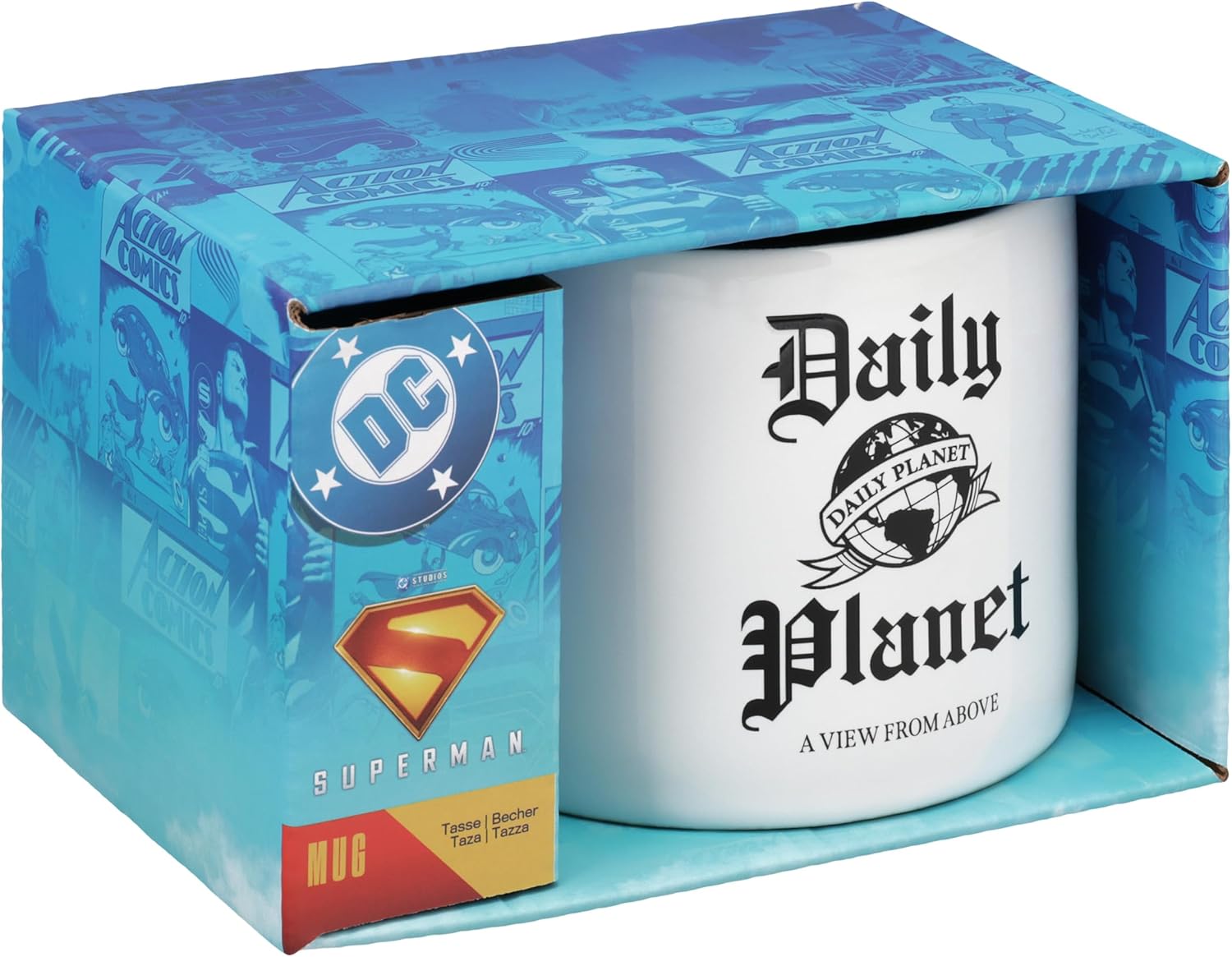 Paladone Superman Daily Planet Mug, Officially Licensed 400ml DC Comics Superhero Fan Coffee Cup for Tea, Hot Chocolate & More, Gifts for Men