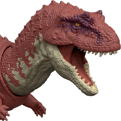 Mattel Jurassic World Rebirth Wild Roar Dinosaur Toy, Aucasaurus with Tail Controlled Chomp, Posable Multi Direction Attack & Sound, Digital Play, JGB88