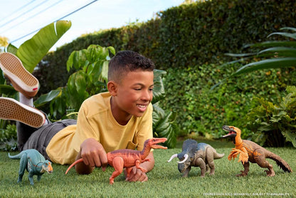 Mattel Jurassic World Rebirth Wild Roar Dinosaur Toy, Aucasaurus with Tail Controlled Chomp, Posable Multi Direction Attack & Sound, Digital Play, JGB88