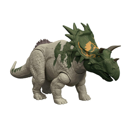 Mattel Jurassic World Rebirth Wild Roar Dinosaur Toy, Spiclypeus Posable Figure, Tail-Controlled Head Butt & Thrash Attack & Sound, Digital Play, JGB89