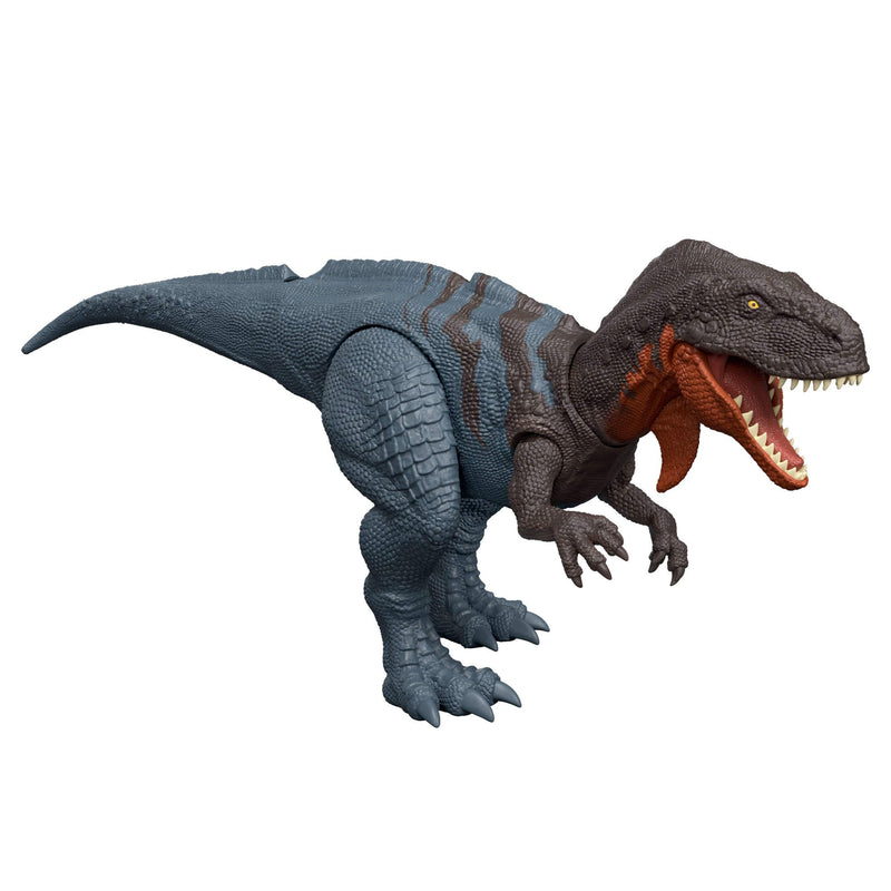 Mattel Jurassic World Rebirth Wild Roar Dinosaur Toy, Abelisaurus Posable Figure, Tail-Controlled Chomp Multi-Direction Attack & Sound, Digital Play, JGB91