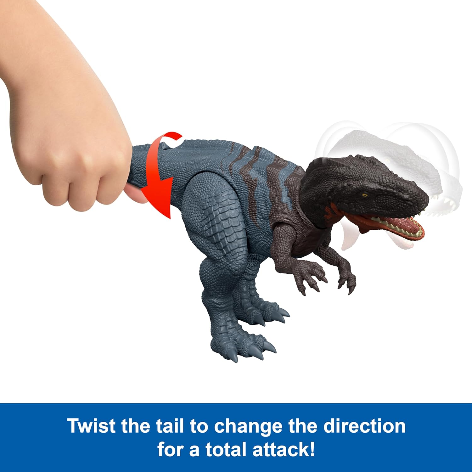 Mattel Jurassic World Rebirth Wild Roar Dinosaur Toy, Abelisaurus Posable Figure, Tail-Controlled Chomp Multi-Direction Attack & Sound, Digital Play, JGB91