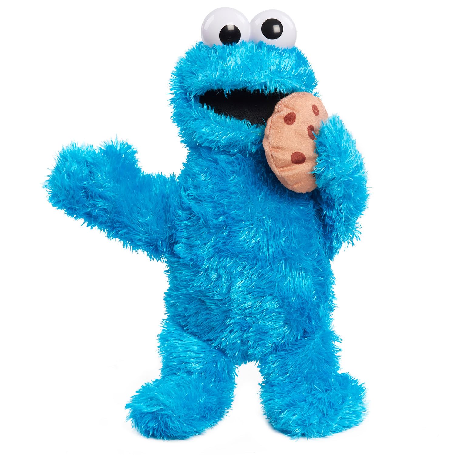 Just Play Sesamstraße Nom Nom Krümelmonster, Plüschtier, 34 cm groß, mit Soundeffekten und Bewegungen, blau, interaktives Kuscheltier, Kinderspielzeug ab 18 Monaten