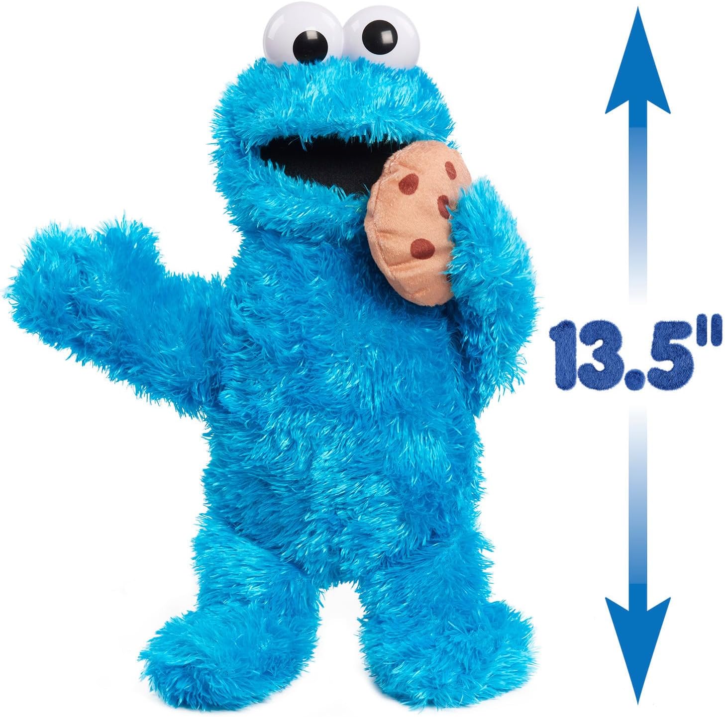 Just Play Sesamstraße Nom Nom Krümelmonster, Plüschtier, 34 cm groß, mit Soundeffekten und Bewegungen, blau, interaktives Kuscheltier, Kinderspielzeug ab 18 Monaten