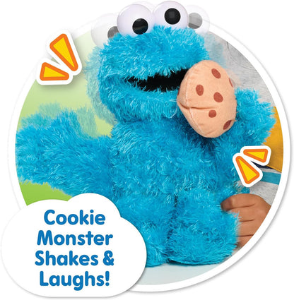 Just Play Sesamstraße Nom Nom Krümelmonster, Plüschtier, 34 cm groß, mit Soundeffekten und Bewegungen, blau, interaktives Kuscheltier, Kinderspielzeug ab 18 Monaten