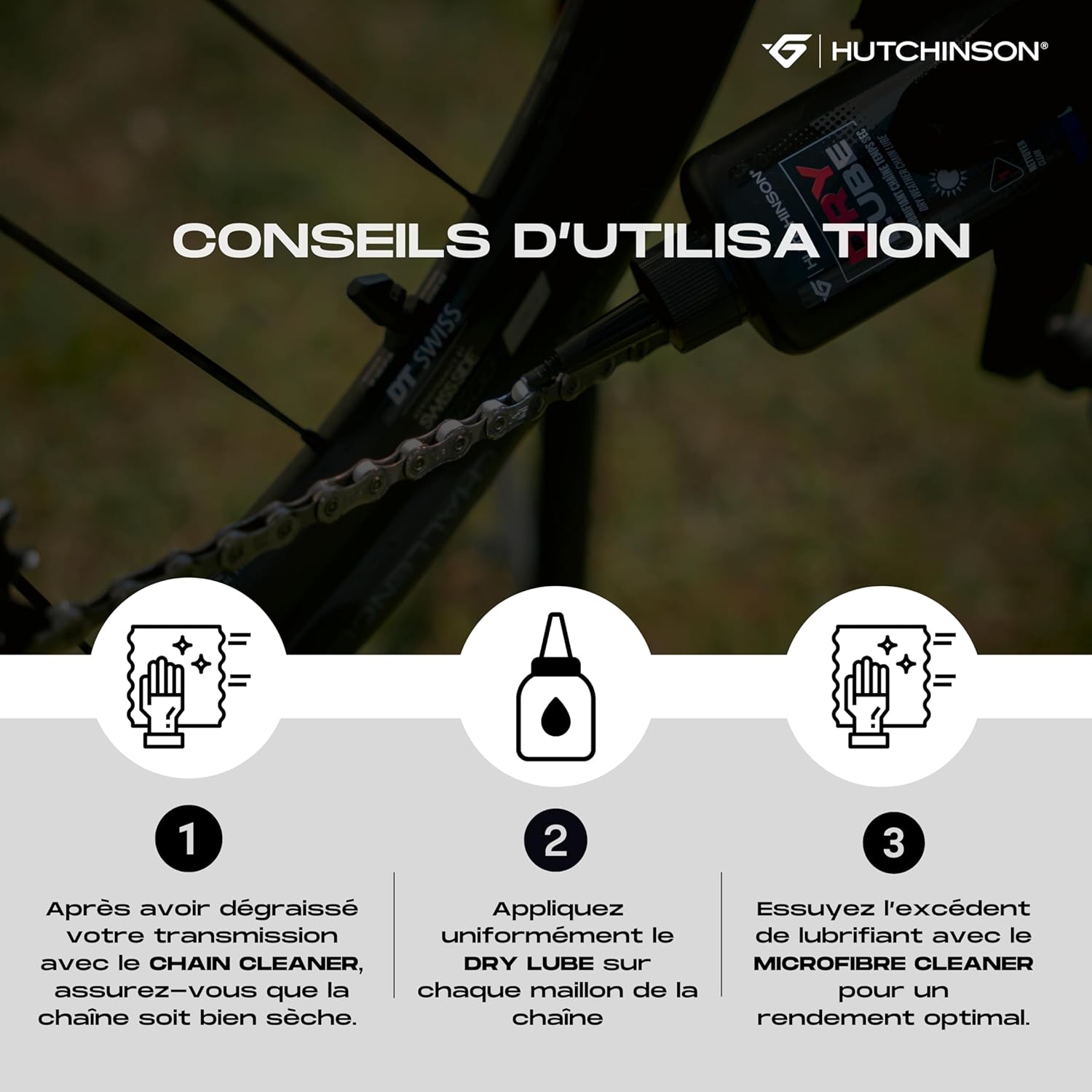 Hutchinson - Accessoires de vélo - Lubrifiant pour chaine - Temps Sec - à base de Cire -125 ml