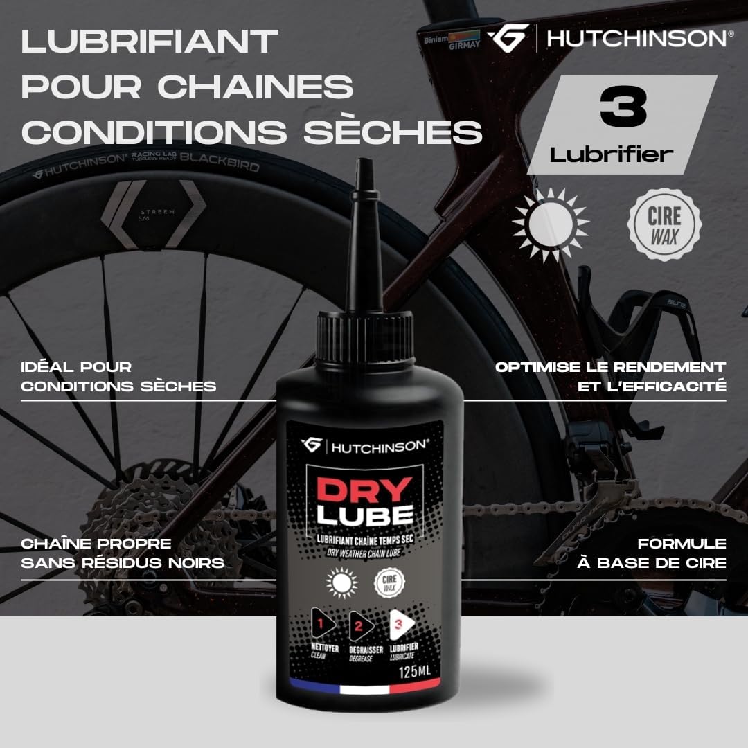 Hutchinson - Accessoires de vélo - Lubrifiant pour chaine - Temps Sec - à base de Cire -125 ml