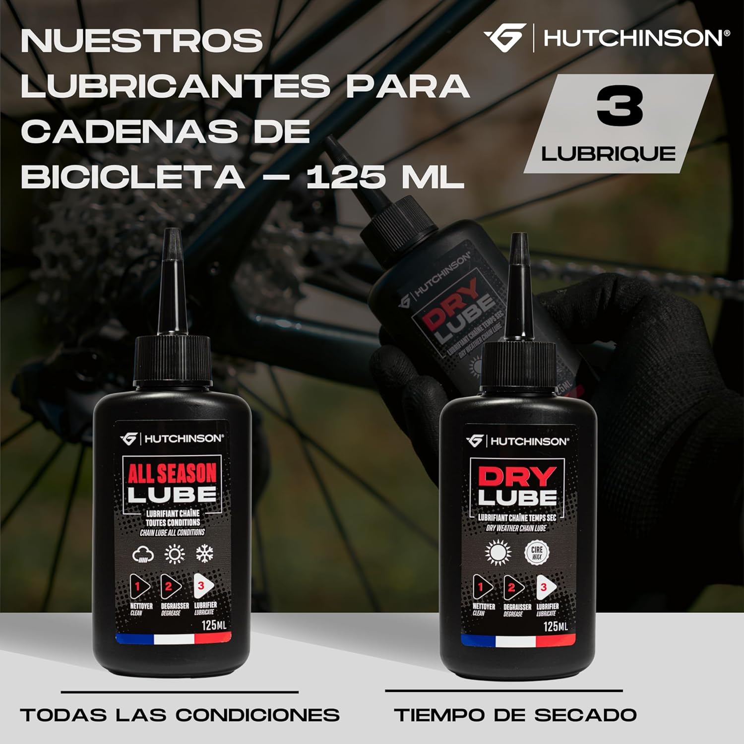 Hutchinson - Accessoires de vélo - Lubrifiant pour chaine - All Season - à base d'huile -125 ml
