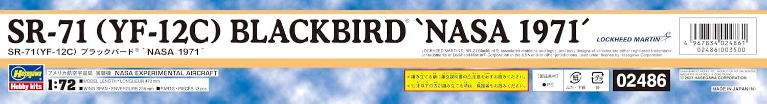 Hasegawa - 1/72 SR-71 Blackbird, NASA 1971 - Plastic Modelbouw - Schaal: 1:72