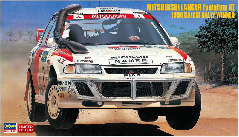 Hasegawa - 1/24 Mitsubishi Lancer EVO III, 1996 Safari Rally - Plastic Modelbouw - Schaal: 1:24