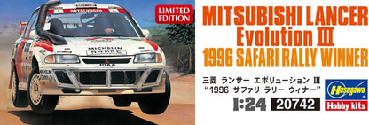 Hasegawa - 1/24 Mitsubishi Lancer EVO III, 1996 Safari Rally - Plastic Modelbouw - Schaal: 1:24