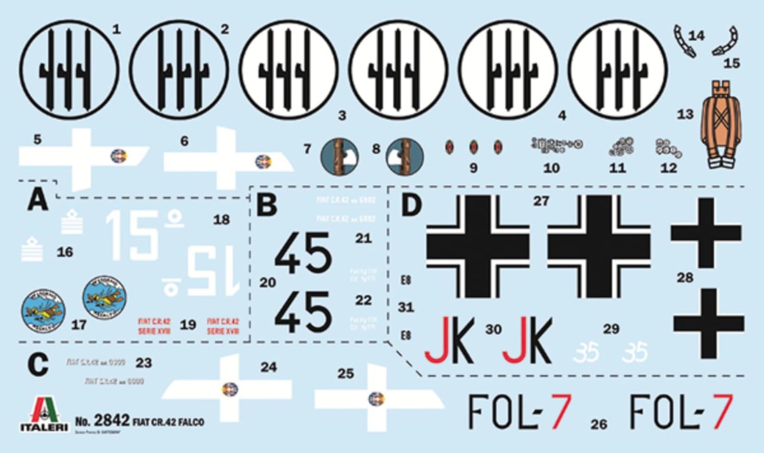 ITALERI IT2842 1/48 WW2 FIAT CR.42 Falco Attack Plane/Night Fighter Model Plastic Model