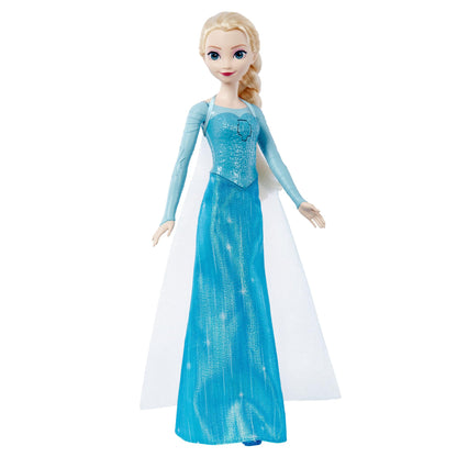 Mattel Disney Frozen speelgoed Elsa pop bij zonsopgang met beroemde look zingt "Bij zonsopgang" in 4 talen: Engels, Frans, Duits, Italiaans, Frozen, nieuwe variant, JDL58