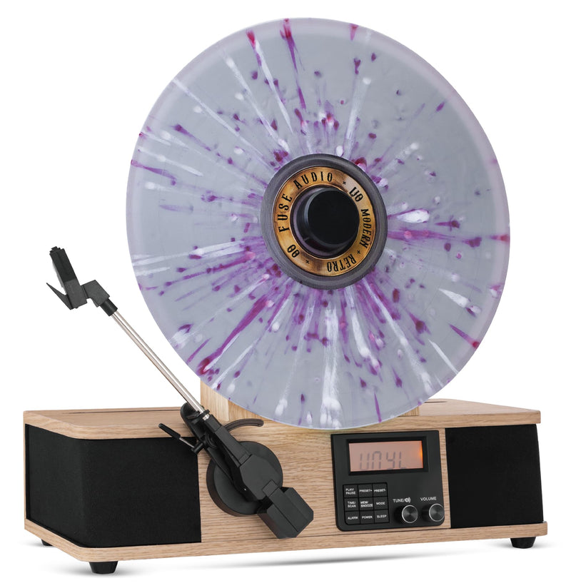 Wrap Vertical Record Player With Bluetooth In/Out. Fm Radio. And Built-In Album Cover Holder