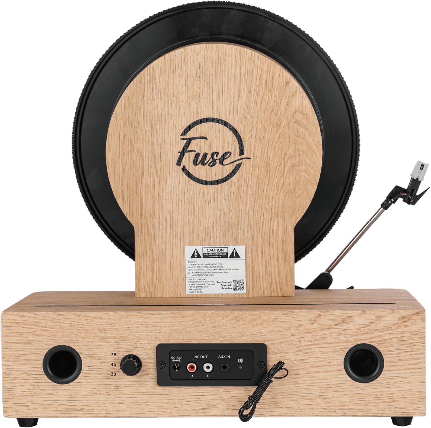 Wrap Vertical Record Player With Bluetooth In/Out. Fm Radio. And Built-In Album Cover Holder