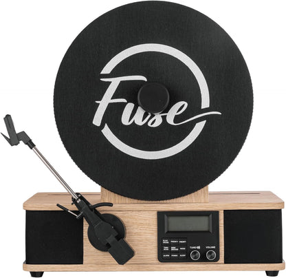 Wrap Vertical Record Player With Bluetooth In/Out. Fm Radio. And Built-In Album Cover Holder