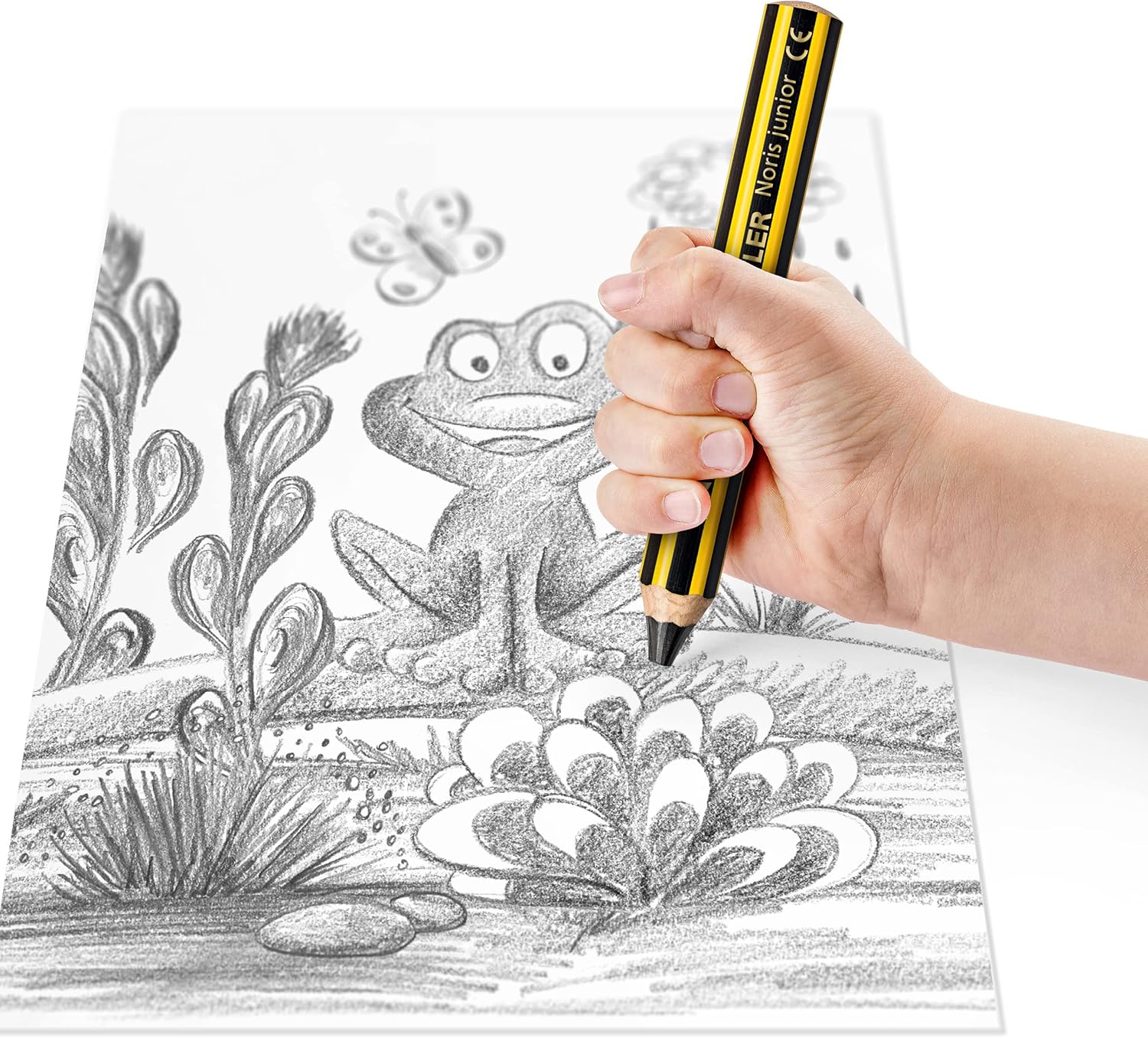 STAEDTLER Noris jumbo 328-B driekantige jumbo viltstift, ergonomische dikke schacht, aantrekkelijk sterrenreliëf, kartonnen etui met 10 viltstiften, promotie, 328-B C10P