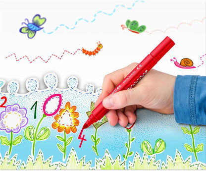STAEDTLER Noris jumbo 328-B driekantige jumbo viltstift, ergonomische dikke schacht, aantrekkelijk sterrenreliëf, kartonnen etui met 10 viltstiften, promotie, 328-B C10P