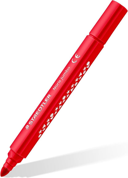 STAEDTLER Noris jumbo 328-B driekantige jumbo viltstift, ergonomische dikke schacht, aantrekkelijk sterrenreliëf, kartonnen etui met 10 viltstiften, promotie, 328-B C10P