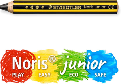 STAEDTLER Noris jumbo 328-B driekantige jumbo viltstift, ergonomische dikke schacht, aantrekkelijk sterrenreliëf, kartonnen etui met 10 viltstiften, promotie, 328-B C10P