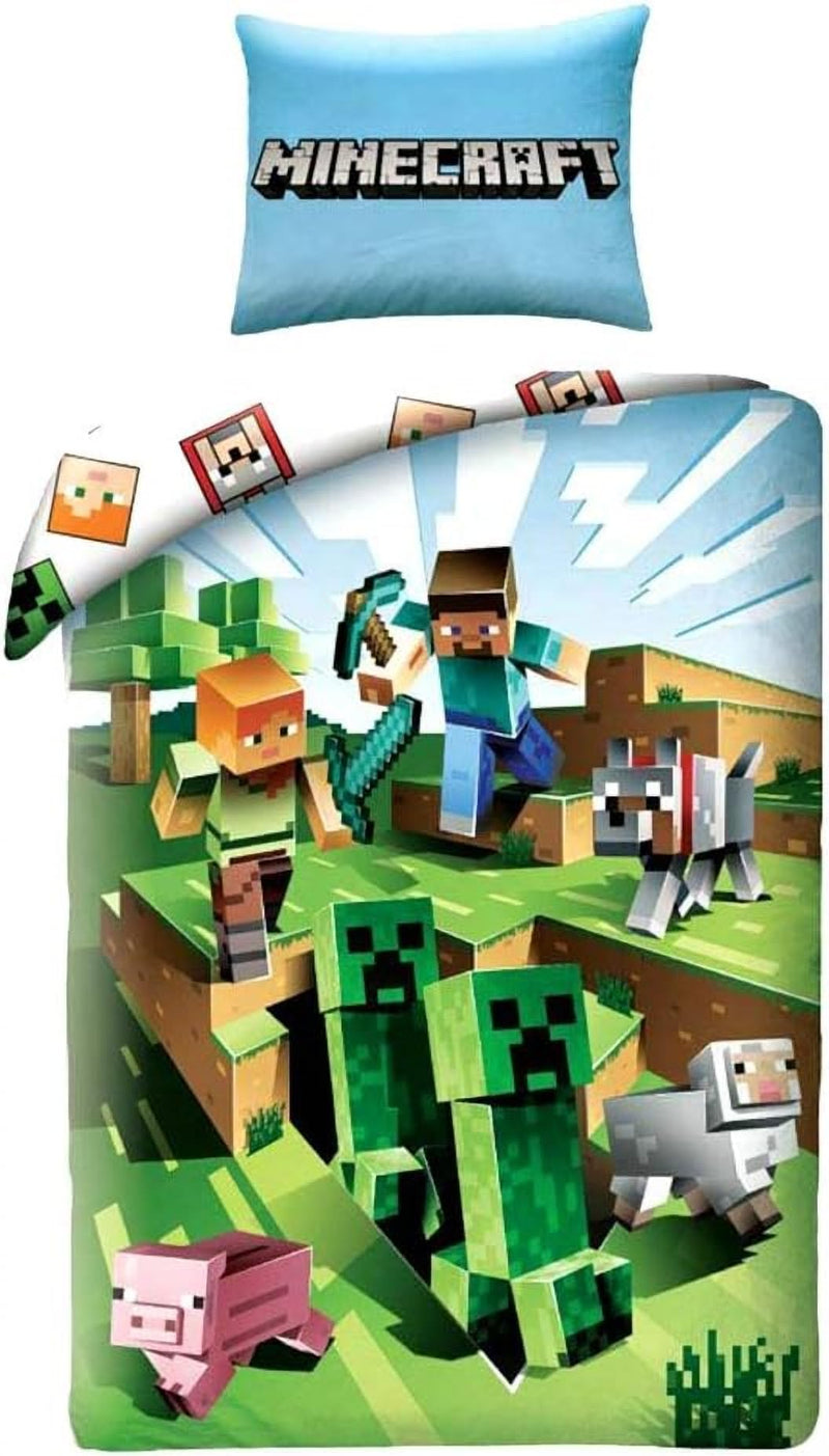 Halantex MINECRAFT Bed Set CACTUS RUN Cotton Duvet Cover 140x200cm And Pillow Case 70x90cm ORIGINAL