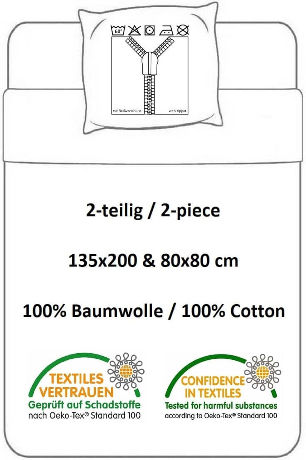Pokemon Pikachu e Amici Set di biancheria da letto per bambini, copripiumino reversibile, 135 x 200 cm + federa 80 x 80 cm, Öko-Tex Standard in cotone