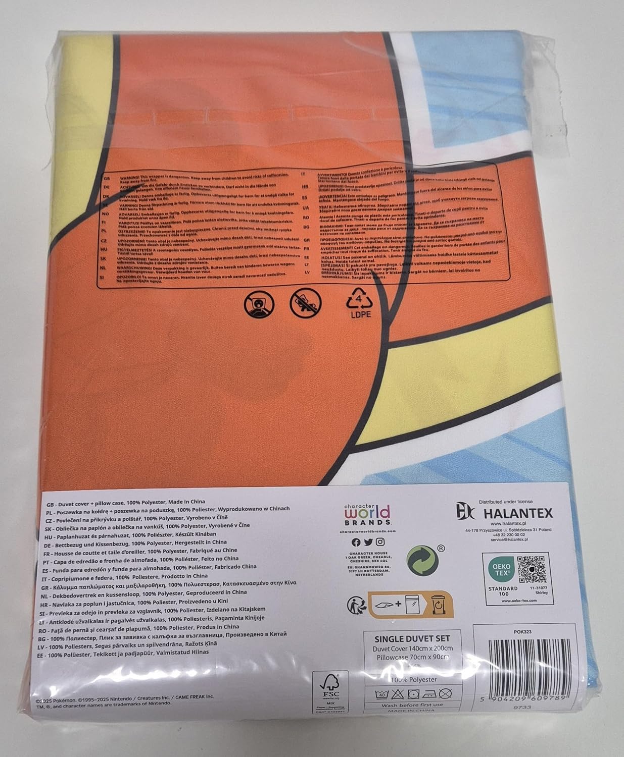 Biancheria da letto per bambini, reversibile, con copripiumino da 140 x 200 cm, federa da 70 x 90 cm, motivo Pokemon con Pikachu, Glumanda, scarabeo e Bulbizarr