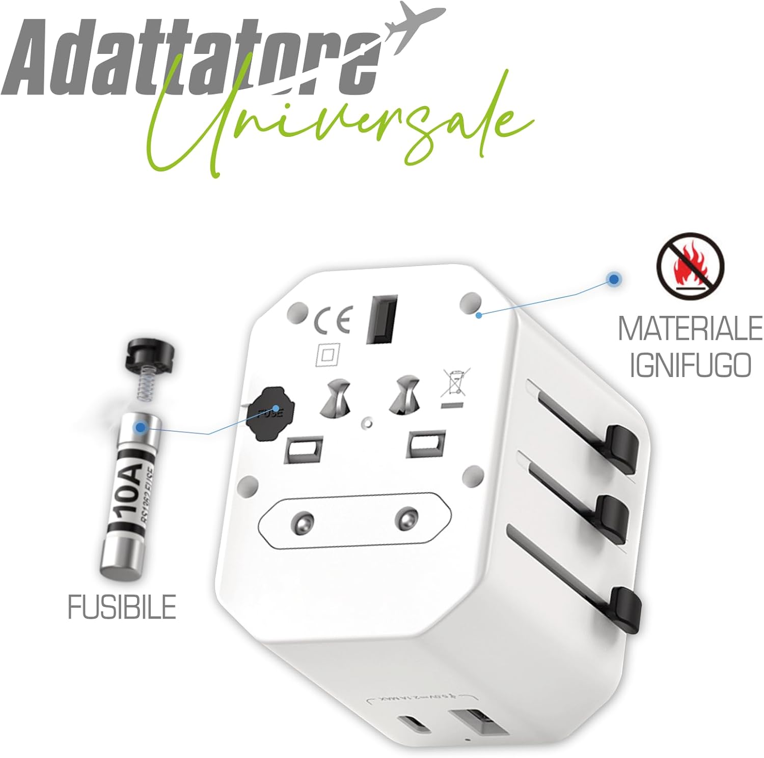 Karma: Adattatore Da Viaggio 2 Porte Usb E Cavo