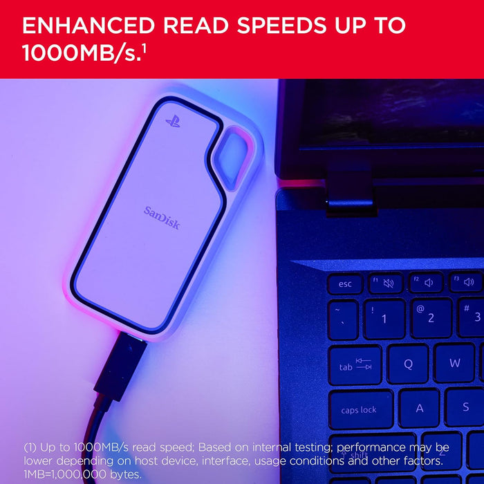 SanDisk Extreme Portable SSD PS5 1TB, Officially Licensed for PlayStation 5 Consoles and PC's, read speeds up to 1000 MB/s, 3 Meter Drop Protection, USB 3.2 Gen2, Discord Nitro 1 Month Trial