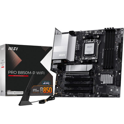 MSI PRO B850M-P WIFI Motherboard, mATX - Supports AMD Ryzen 9000/8000 / 7000 Processors, AM5 - DDR5 Memory Boost (8200+ MT/s OC), PCIe 5.0 x16 & 4.0 x16, M.2 Gen5, Wi-Fi 7, 5G LAN