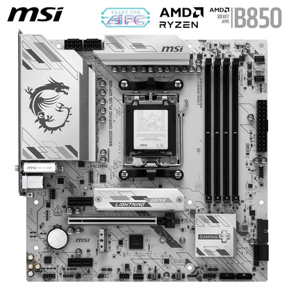 MSI B850M GAMING PLUS WIFI6E Motherboard, mATX - Supports AMD Ryzen 9000/8000 / 7000 Processors, AM5 - DDR5 Memory Boost 8200+ MT/s (OC), PCIe 4.0 x16, M.2 Gen5, Wi-Fi 6E, 2.5G LAN