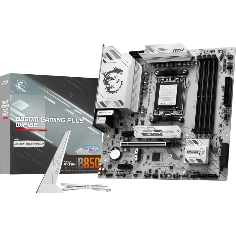 MSI B850M GAMING PLUS WIFI6E Motherboard, mATX - Supports AMD Ryzen 9000/8000 / 7000 Processors, AM5 - DDR5 Memory Boost 8200+ MT/s (OC), PCIe 4.0 x16, M.2 Gen5, Wi-Fi 6E, 2.5G LAN