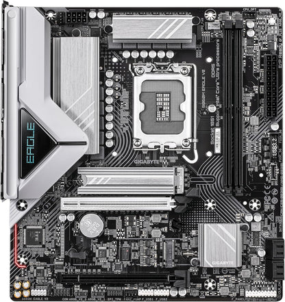 GIGABYTE B860M EAGLE V2 Motherboard - Intel Core Ultra Series CPUs, 6+1+2 Phases VRM, up to 9066MHz DDR5, 1xPCIe 5.0 + 1xPCIe 4.0 M.2, 2.5GbE LAN, USB 3.2 Gen 1