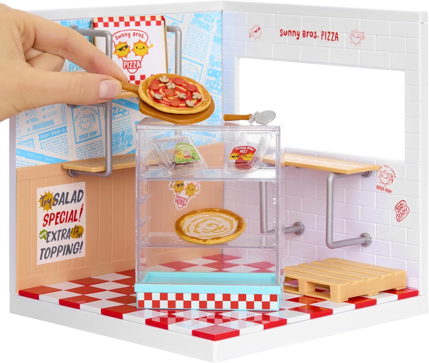 MGA's Miniverse Make It Mini Spaces Pizza Shop - Incluye 1 Pack, Juego de construcción, DIY, Manualidades, para Coleccionistas y Niños Mayores de 8 Años, NO Comestible
