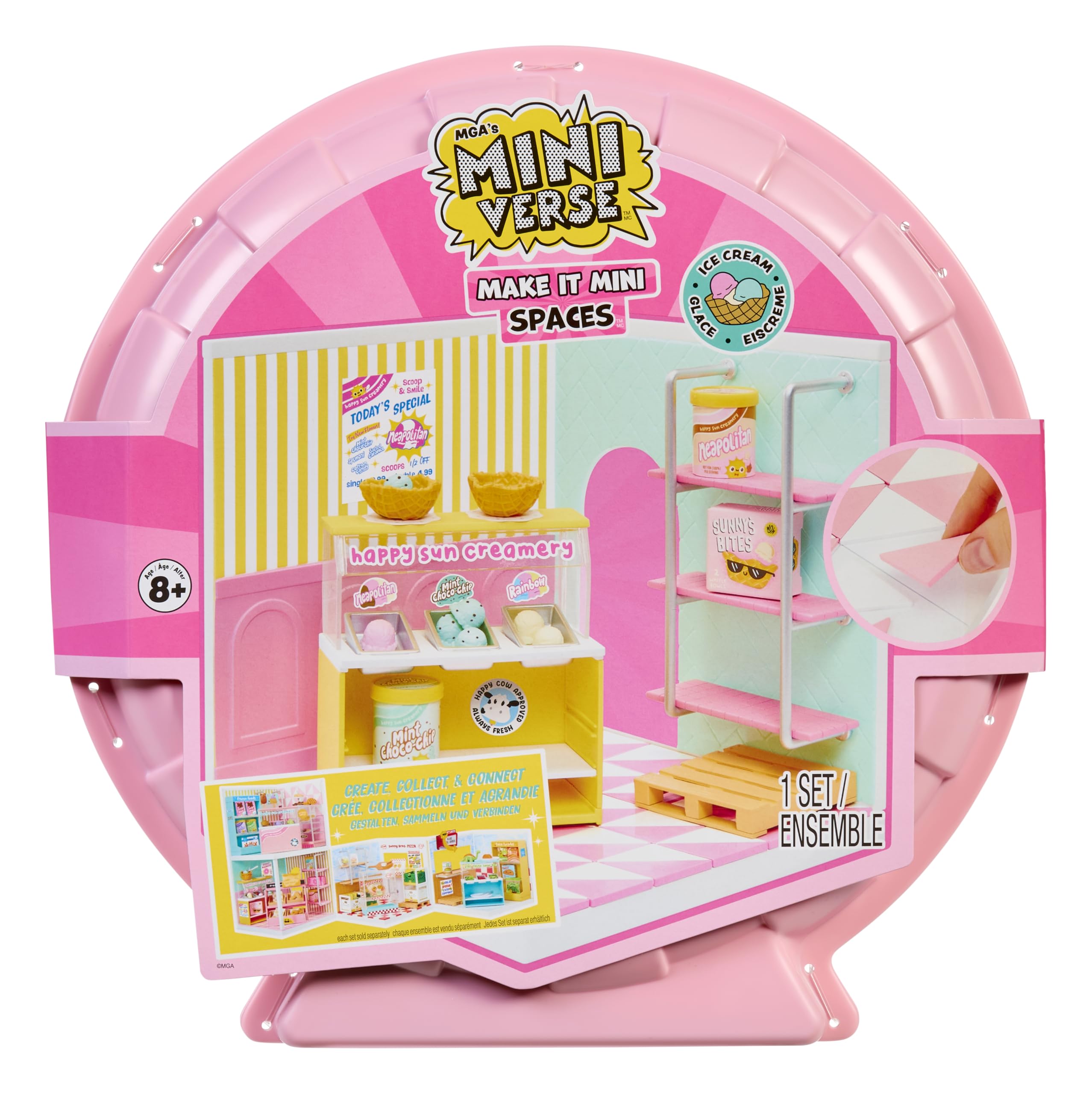 MGA's Miniverse Make It Mini Spaces Ice Cream Shop - Inklusive 1 Packung, BAU-Set, DIY, Bastelei, Für Sammler & Kinder ab 8 Jahren, Nicht ESSBAR